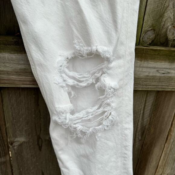 Agolde Jeans Riley Straight Cropped Jeans Distressed Button Fly White Size 27 - Picture 7 of 12